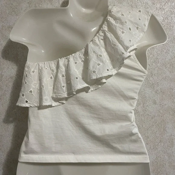 Mango White Eyelet Ruffle Blouse - Picture 3 of 5